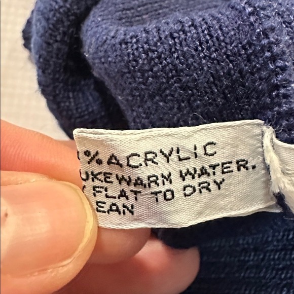 HEAD Geometric Wool Blend Sweater Retro Knit Pullover Navy Yellow Blue Large - Picture 11 of 12